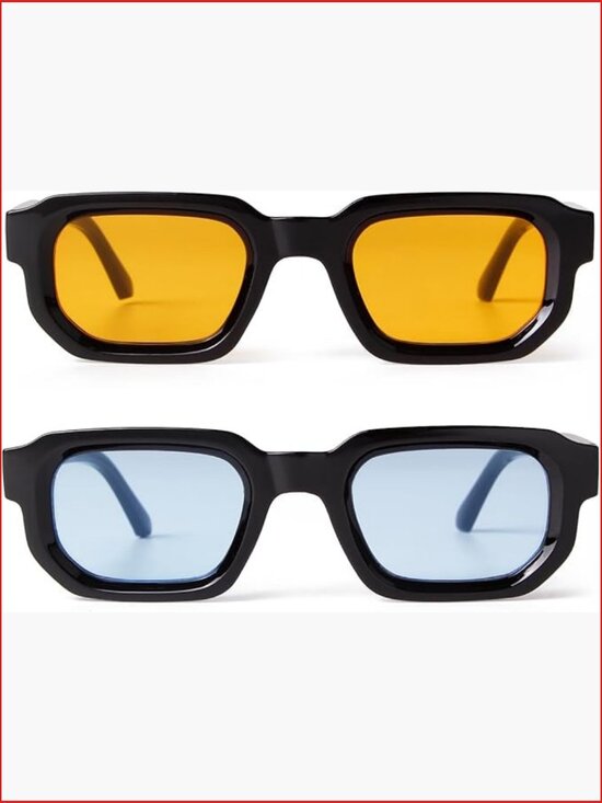 Retro Rectangle Sunglasses with UV400 Protection Microfiber Pouch main image 4